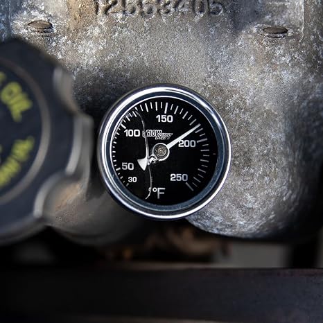 GlowShift Liquid Filled Black 250F Temperature Gauge, 1-1/2 38mm