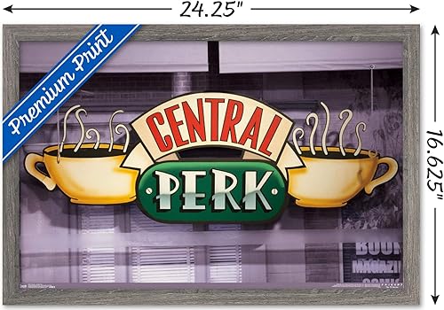 Miniatura 3 de Trends International Friends - Póster de pared de Central Perk, 14.725 x 22.375 pulgadas, versión enmarcada de madera de granero
