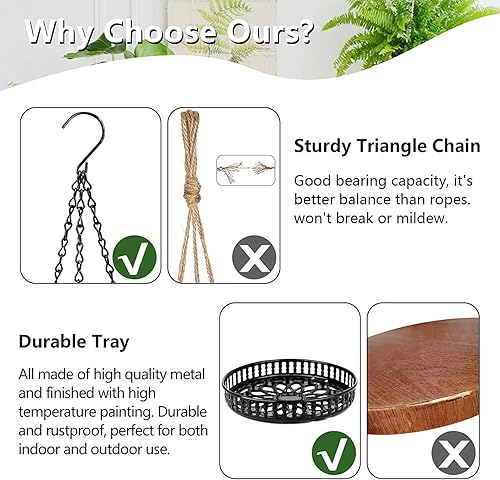 Miniatura 9 de Colgador de plantas para interiores y exteriores, 2 niveles, estante colgante para plantas, soporte de metal para plantas de interior y exterior