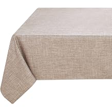 Fitable Nature Faux Linen Tablecloth Rectangle 60x84 Inch for 6 Ft Tables