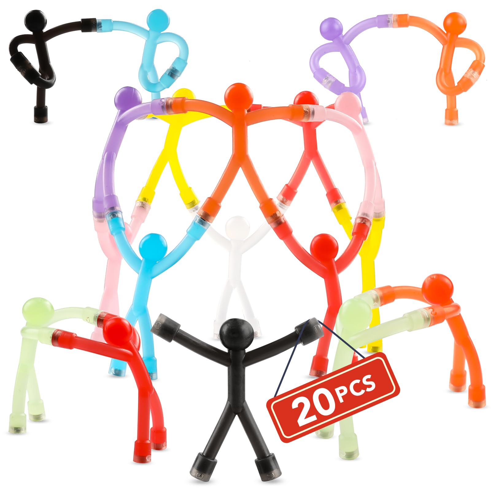 TRYMAG 20 Pcs Refrigerator Magnets, Colorful Magnetic Men Fidget Toys for Kids, Cute Fridge Magnetic People Magnets for Office, Door Office Fun Decorative Decoration, 10 Colors