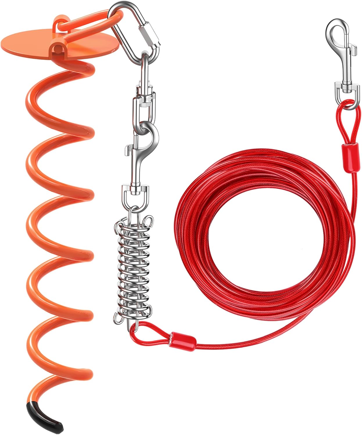 Pawaboo Dog Tie Out Cable & Stake Kit, 360° No Tangle Cable