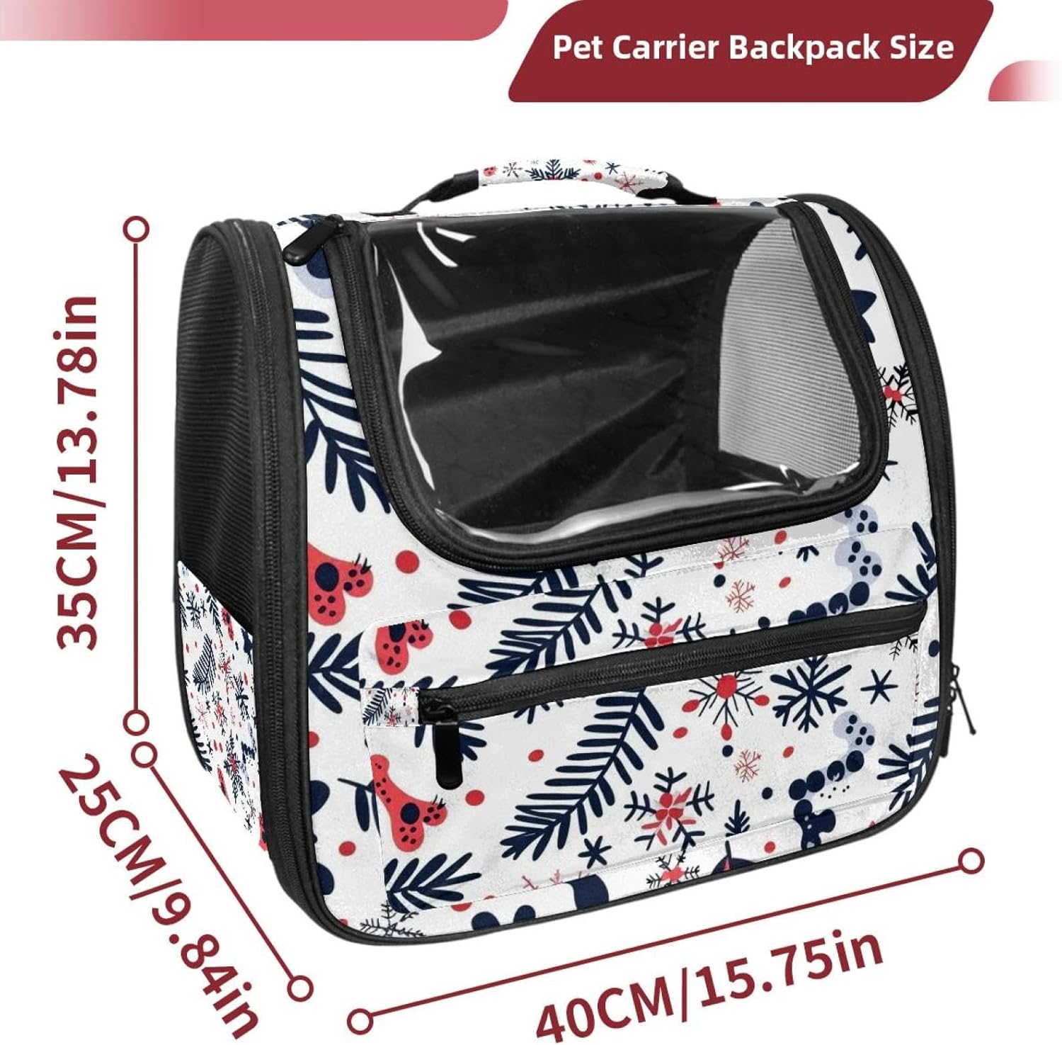 Cute Christmas 2 Pet Carrier Airline Approved Soft Sided Portable Cozy Travel Pet Bag, Car Seat Safe Carrier for Cats and Dogs