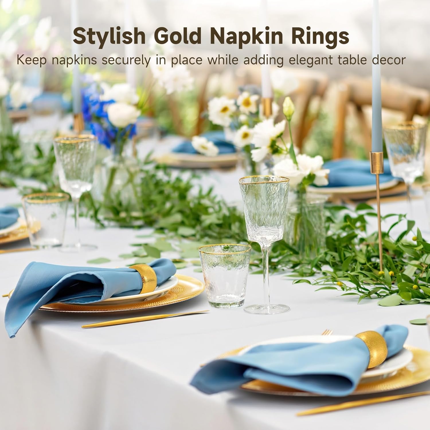 60 Pcs Gold Napkin Rings, Metal Napkin Ring Holders Set, Iron Napkin Rings with Electroplated Finish, 1.81 in, Modern Decorative Table Setting for Parties, Banquets, Dinners