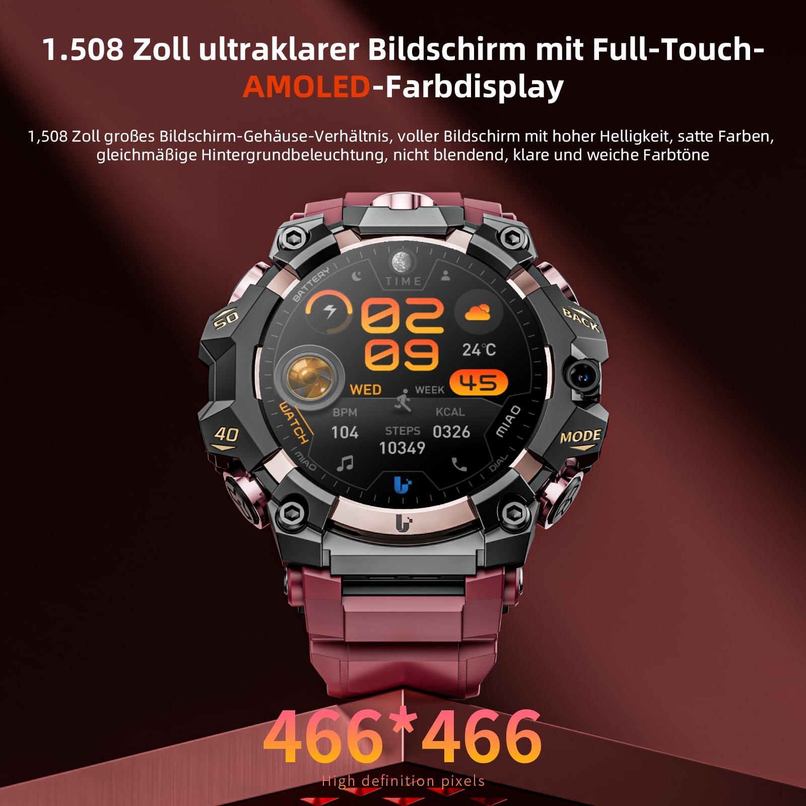 LOKMAT 4G Android Smartwatch APPLLP 2 PRO, 4 Go + 64 Go Robuste Militaire Sport Montre Homme Montre Fitness Tracker avec GPS, Caméra WiFi, Bluetooth (Noir)