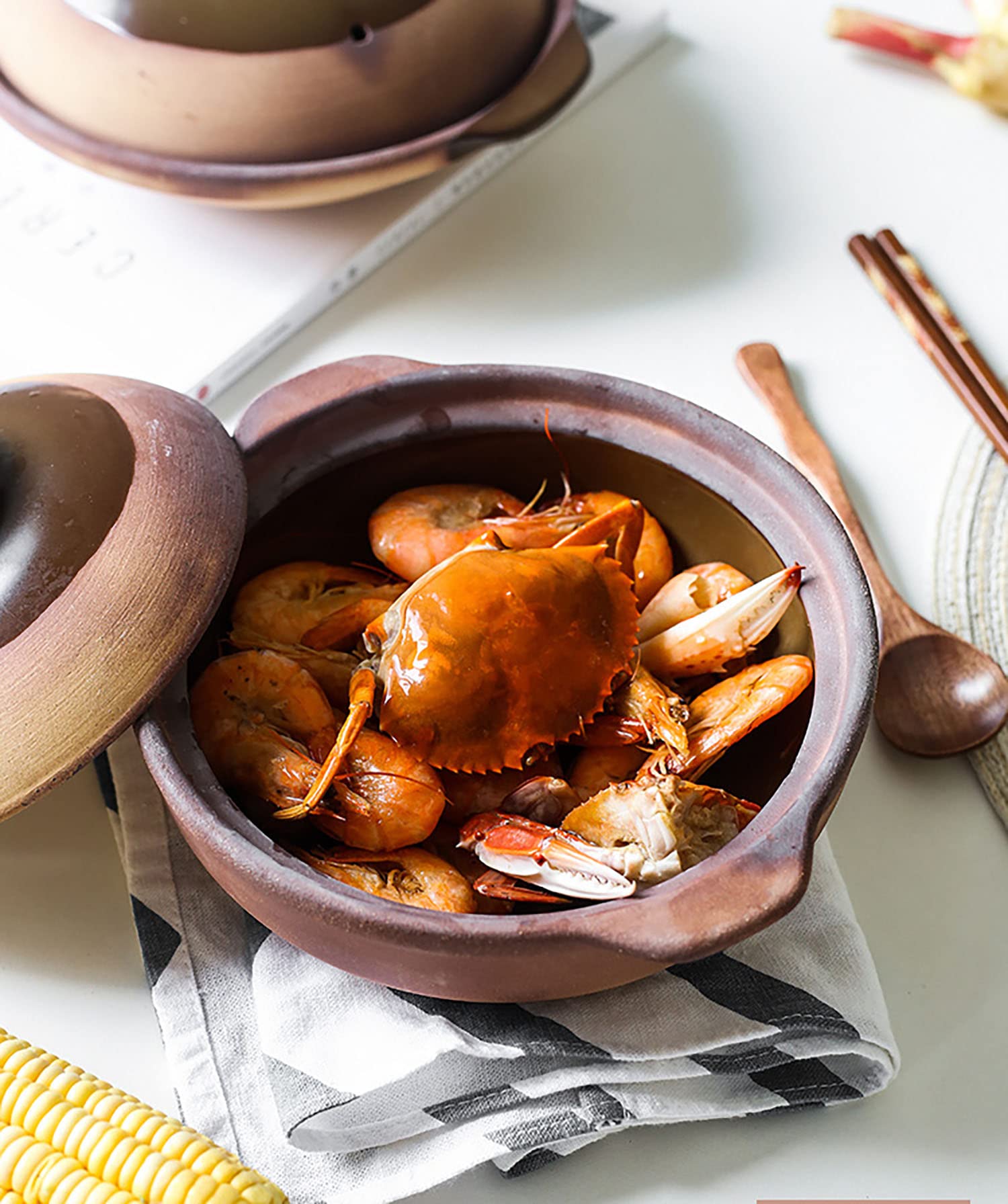 Ceramiczne naczynia do zapiekanek, Z pokrywką Odporna na wysokie temperatury zapiekanka Gliniana Zapiekanka Gulasz Ryżowy Domowy garnek do gulaszu o wysokiej temperaturze(1l)