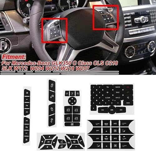 Miniatura 7 de Botón de reparación de automóviles Dirección de puerta A/C ventana Radio Sticker Set para Mercedes Benz