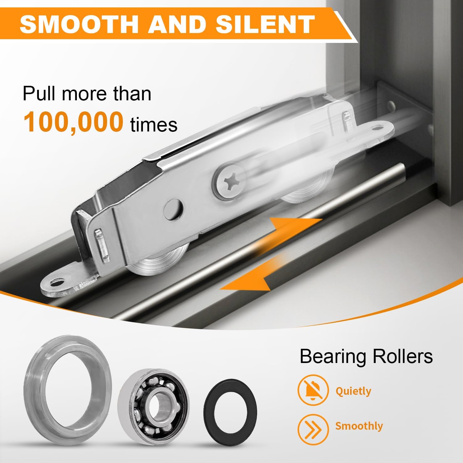 Sliding Door Rollers 2 Pack, 304 Stainless Steel Sliding Door Rollers Replacement, Height Adjustable Sliding Glass Door Rollers for Patio Sliding Glass Door, Heavy Duty Hold Up to 300 Ib