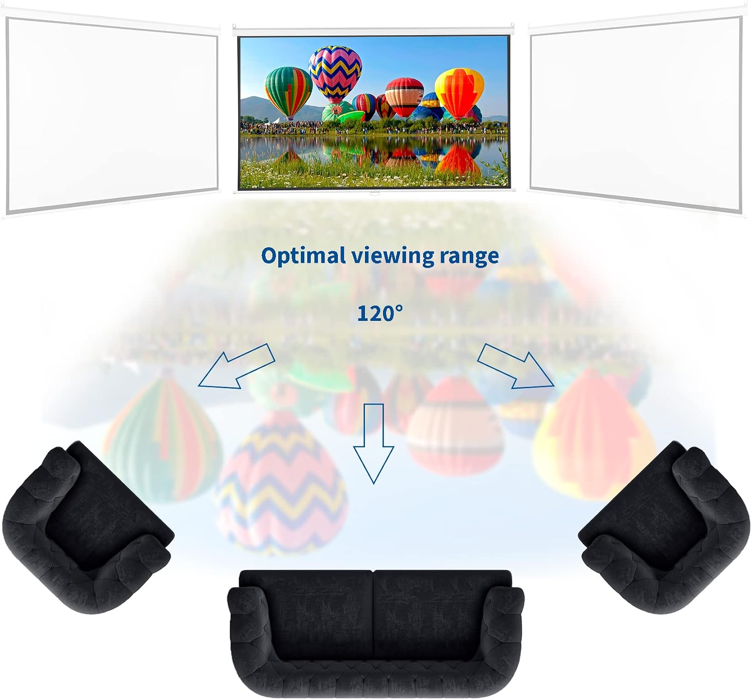 VIVO 80 inch Projector Screen, Diagonal 16:9 Projection HD, 4K 3D 1080P HD Manual Pull Down Matte White Home Theater VIVO, PS-M-080