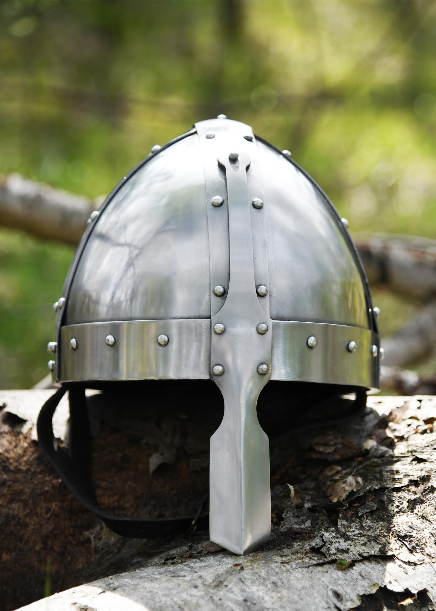 Ulfberth - Spangenhelm mit Polster und Riemen - Wikinger Helm aus 2 mm Stahl mit verstärktem Nasal - Schaukampf-tauglich