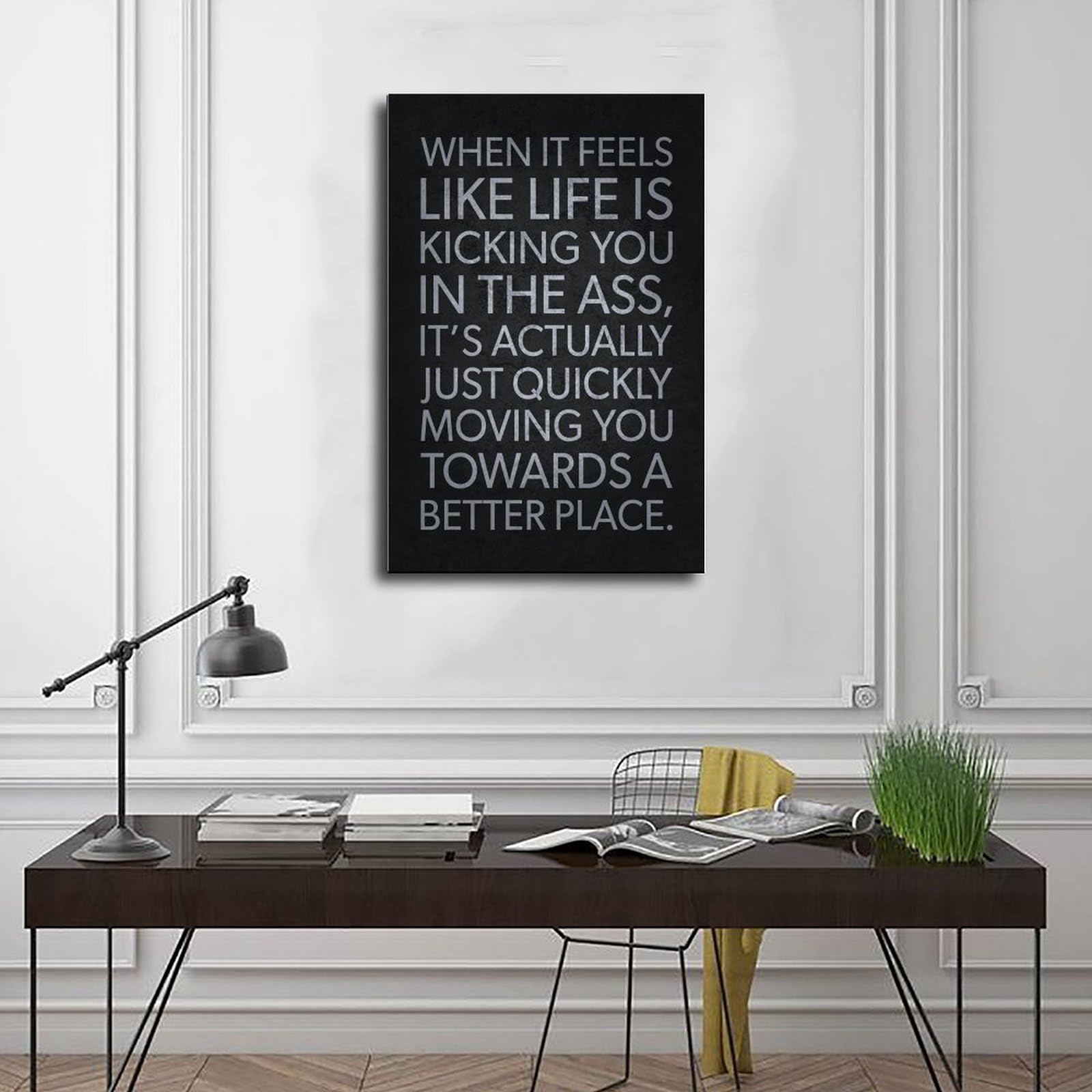 Póster motivacional de levantamiento de pesas con texto en inglés "When Life Is Kicking You" para decoración en casa, gimnasio y sala de entrenamiento, 50 x 75 cm