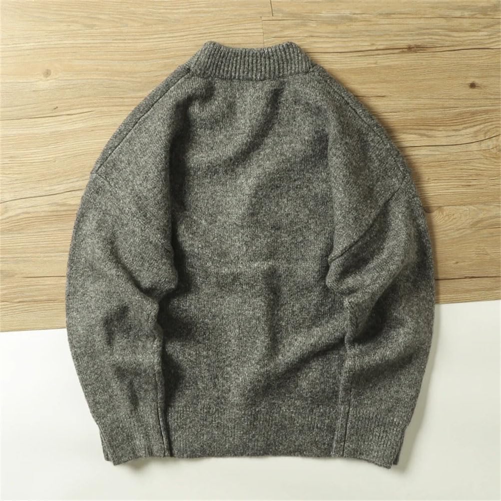 Men's Vintagev-Neck Knitted Wool Cardigan Casual Simple Solid Color Cardigan Sweaters