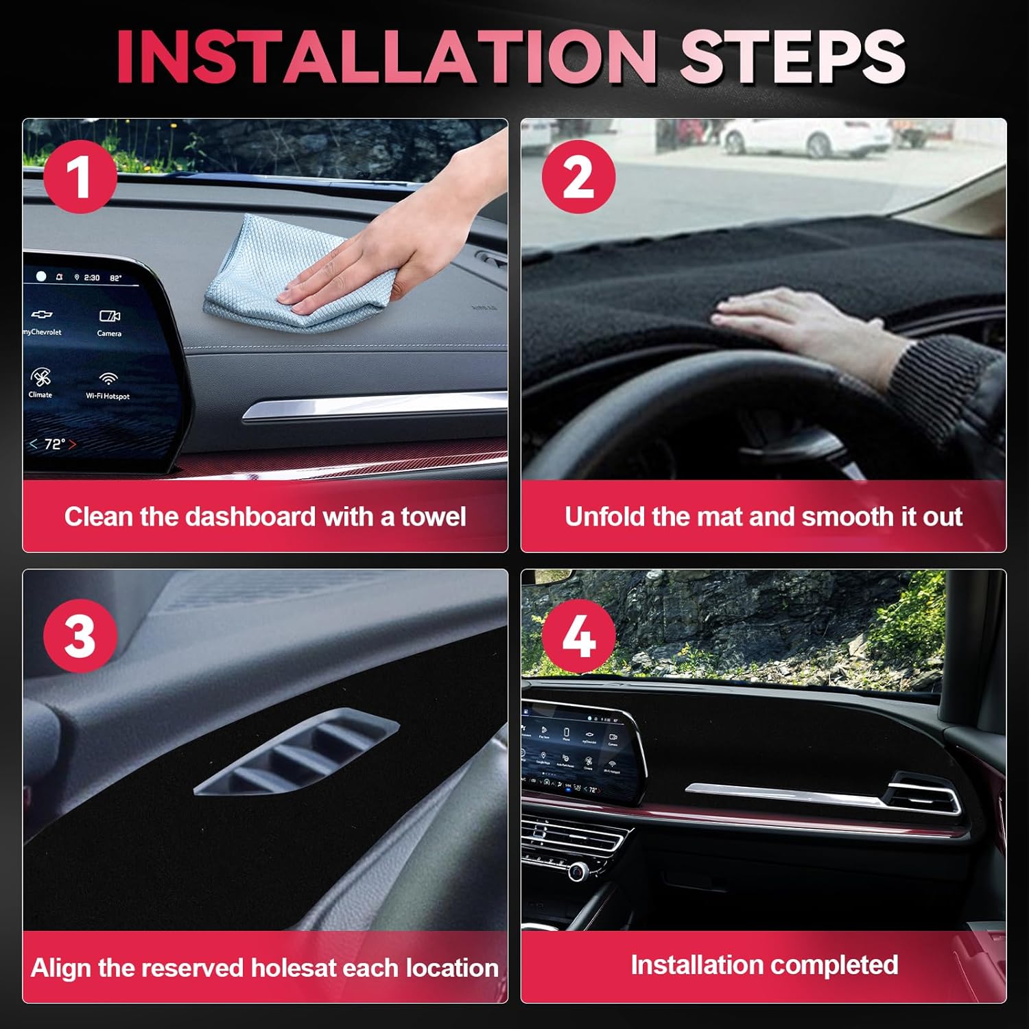 Dashboard Cover for 2024 2025 2026 Chevy/Chevrolet Traverse, Non-Slip Dashboard Protector & Sunshield, UV-Blocking, Anti-Glare Dash Mat Pad
