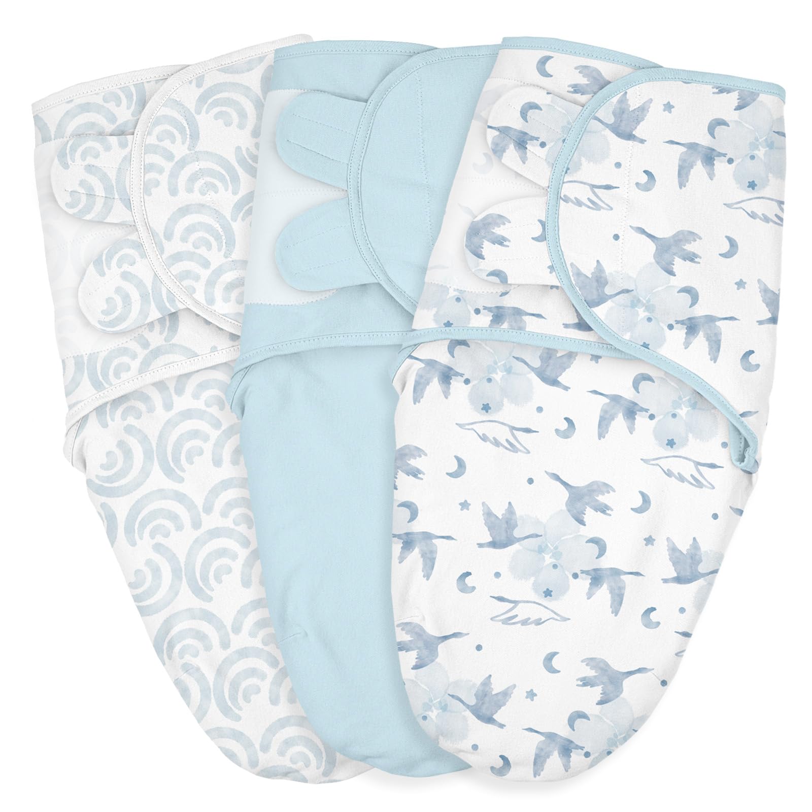 Baby Swaddle Sleep Sack 3 Pack, Organic Cotton Newborn Swaddle Wraps for 0-3 Months, Adjustable Wings, Breathable Soft Swaddling Blankets for Infant Boys Girls, Baby Sleep Essentials