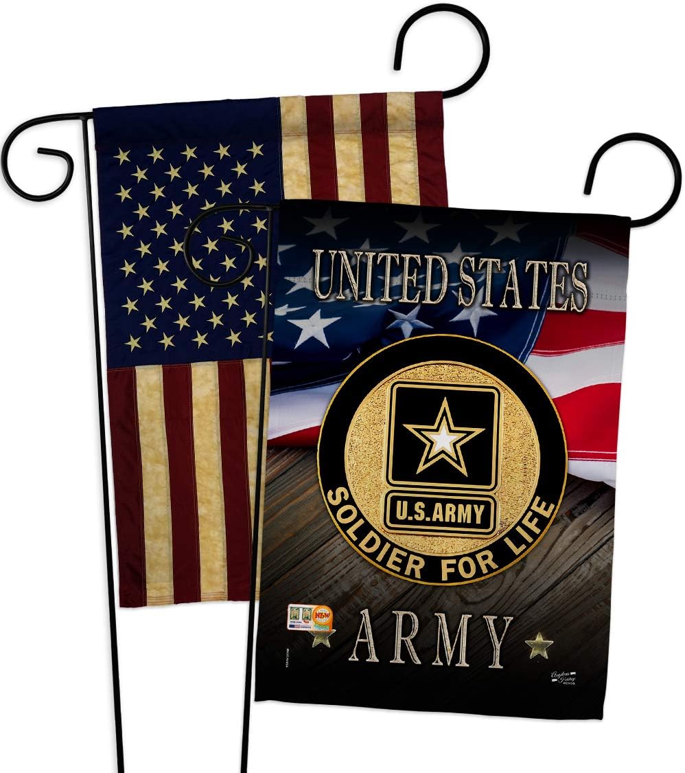 US Army Soldier for Life Garden Flag - Pack Armed Forces Rangers United State American Military Veteran Retire Official USA Vintage Applique - House Banner Small Yard Gift Double-Sided 13 X 18.5