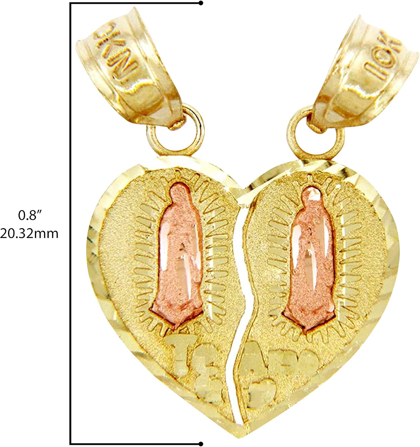 14K Gold Two Tone Virgin of Guadalupe Breakaway 2 In 1 BFF Pendant
