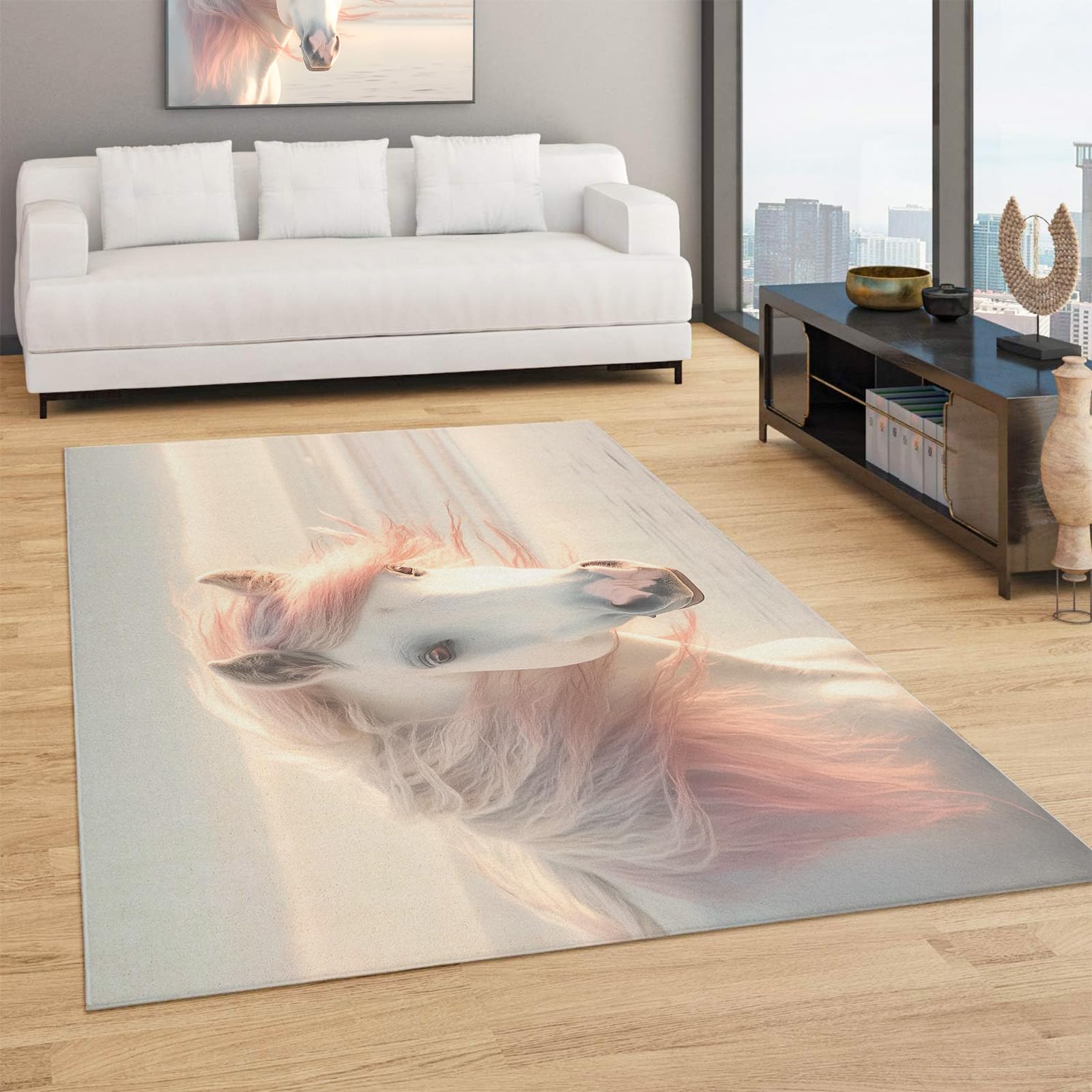 Tapis de plage coucher de soleil pour salon et chambre à coucher douce