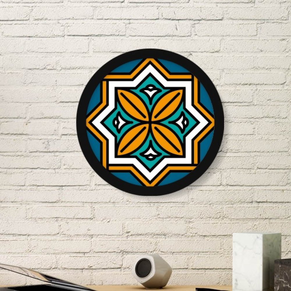 Cadre photo rond en bois noir art peinture géométrie Maroc objet de décoration haut de gamme