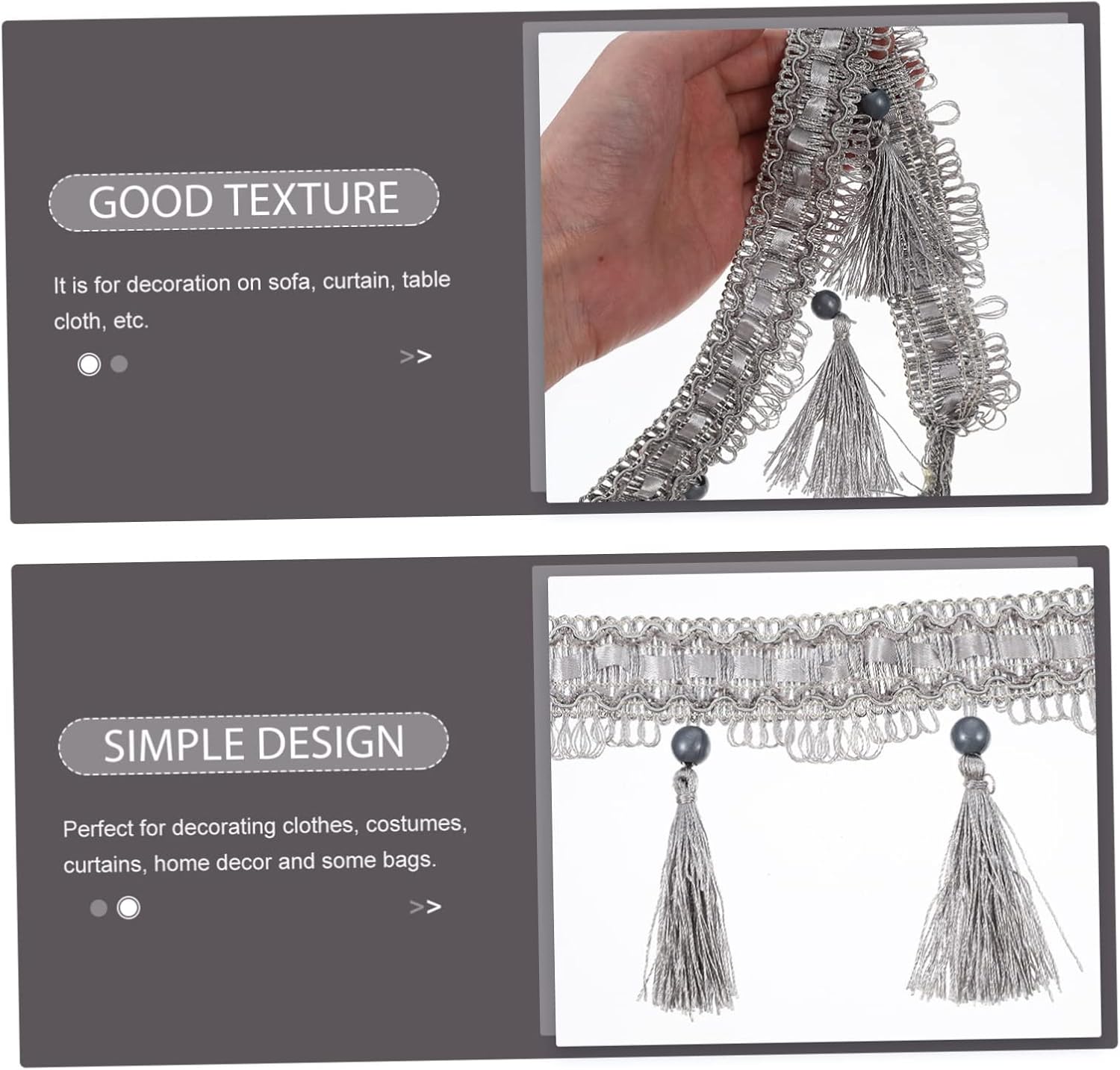 Polyester Decorative Curtain Fringe Trim for DIY Sewing Crafts 11.5m