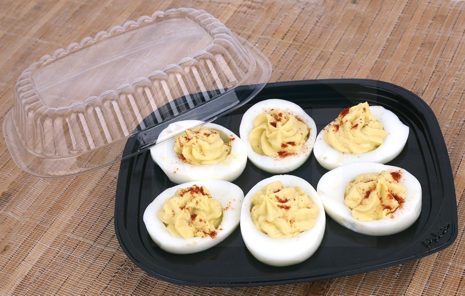 MT Products Clear Deviled Egg Containers with Lid 6.5" x 5.63" x 1.19" - Deviled Egg Platter Tray 6 Eggs (Case of 408) - Made in the USA