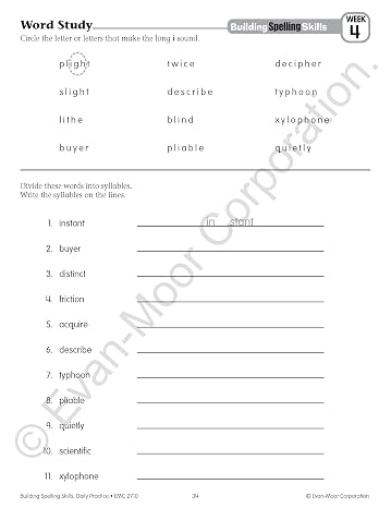Evan-Moor Building Spelling Skills, Grade 6 - Homeschooling & Classroom Resource Workbook, Reproducible Worksheets, Teaching Edition, Spelling Strategies, Reading and Writing Skills