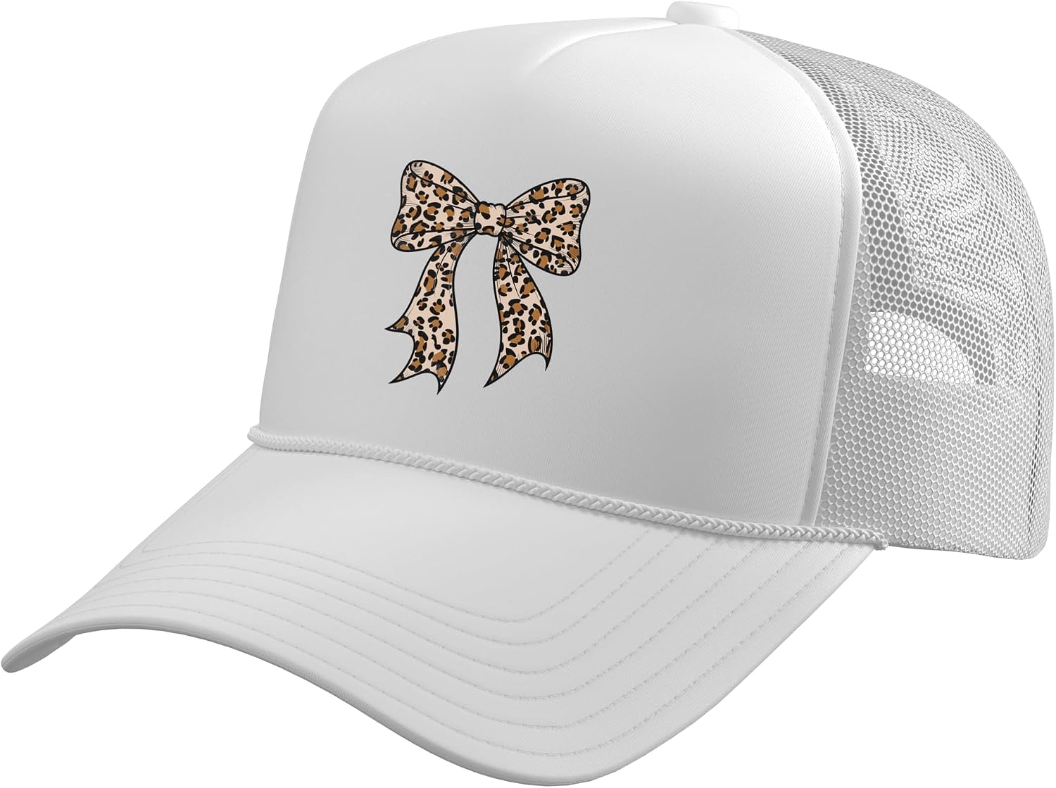 Coquette Leopard Print Bow Trendy Girls Aesthetic Trucker Hat with Adjustable Mesh Back