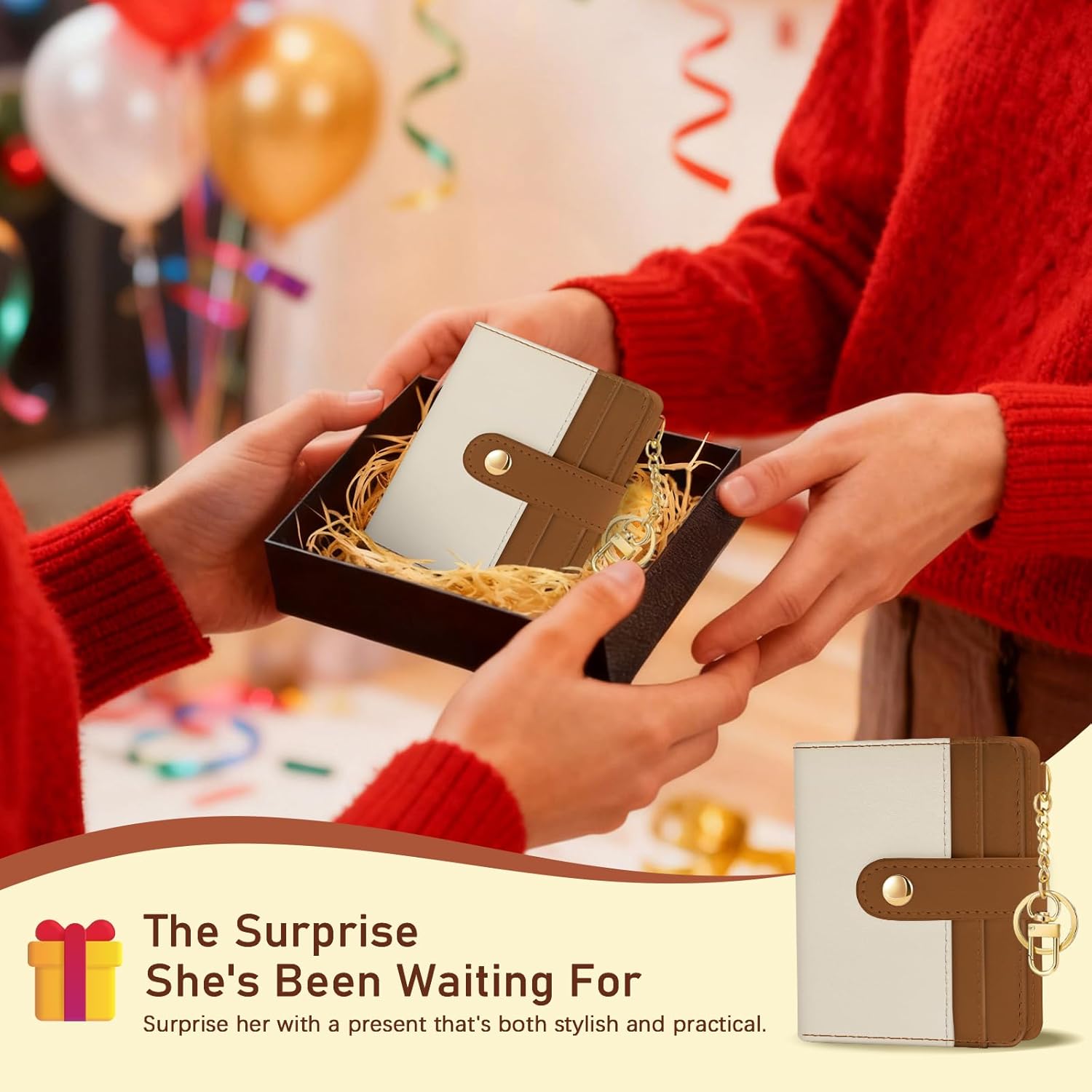 Small Ladies Wallet, Rfid Slim Thin Compact Credit Card Women Wallet, PU Leather Bifold Cash Wallet, Zipper Coin Pocket & ID Window, Female Gifts Beige and Brown - Image 7