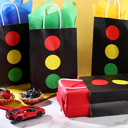 Miniatura 4 de Glenmal Paquete de 16 bolsas de regalo para autos de carreras con papel de seda a granel de 8.3 x 5.9 x 3.1 pulgadas, bolsas de recuerdo de fiesta