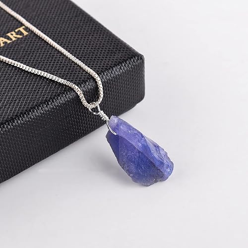 Miniatura 6 de YANARA Natural Raw Purple Tanzanite Stone Rough Crystal Gemstone Women Handmade Pendant Necklace, Chakra Healing Crystals, Birthstone, Silver Plated