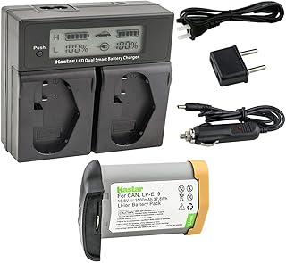 Kastar 1 Pack Fully Decode LP-E19 Battery and LCD Dual Fast Charger Replacement for Canon Canon LP-E19 LP-E19N, LP-E4 LP-E4N, US 5751B002 Camera Battery, Canon LC-E4 LC-E4N, LC-E19 LC-E19N Charger
