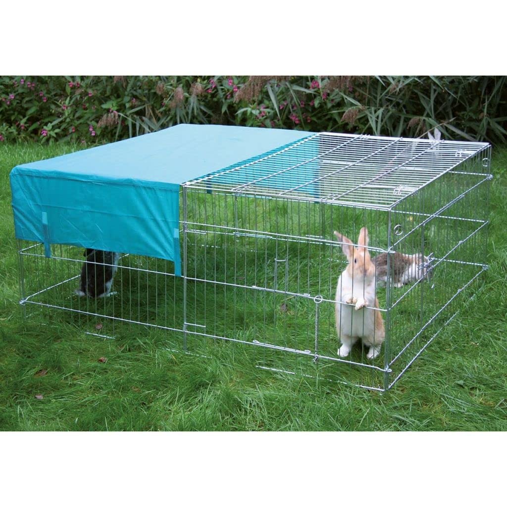 Kerbl Pet Freilaufgehege, 144 x 112 x 60 cm, mit Sonnenschutz, langlebig, verzinkt