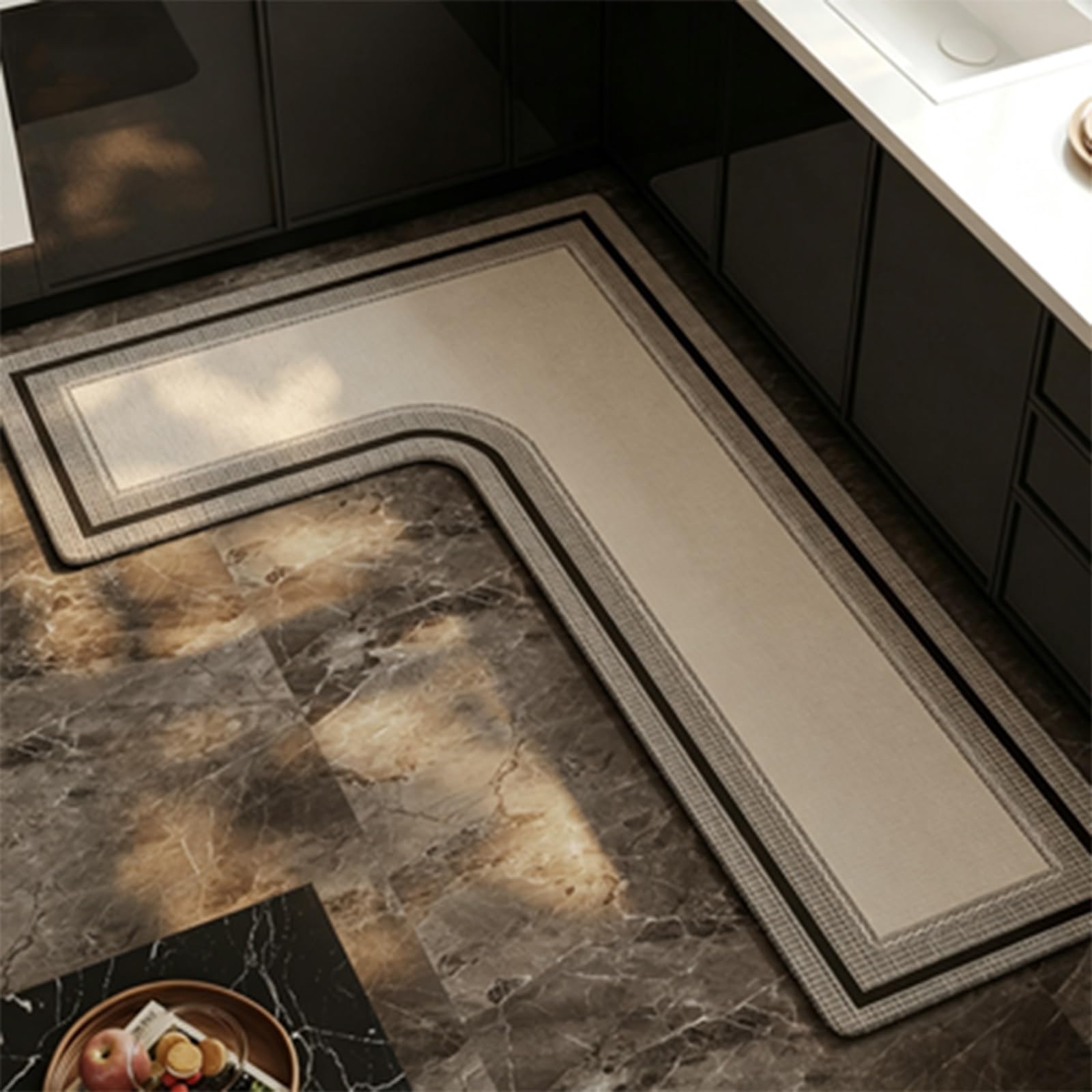 Tapis cuisine forme L épais et antichute résistant aux graisses