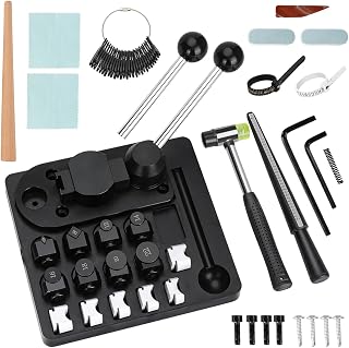 TINMAGI Ring Bending Machine Ring Making Set for 12/14/16/18/20/22 mm, Ring Bending Tool Jewellery Making Tools, Earring Press Machine Jewellery Making with Ring Measuring Tool, Polishing Rod, Rubber