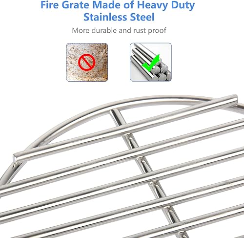 Miniatura 10 de KAMaster Rejilla de fuego de carbón de acero inoxidable de alto calor de 6.5 pulgadas, se adapta a parrilla verde mediana y grande, rejilla de fuego