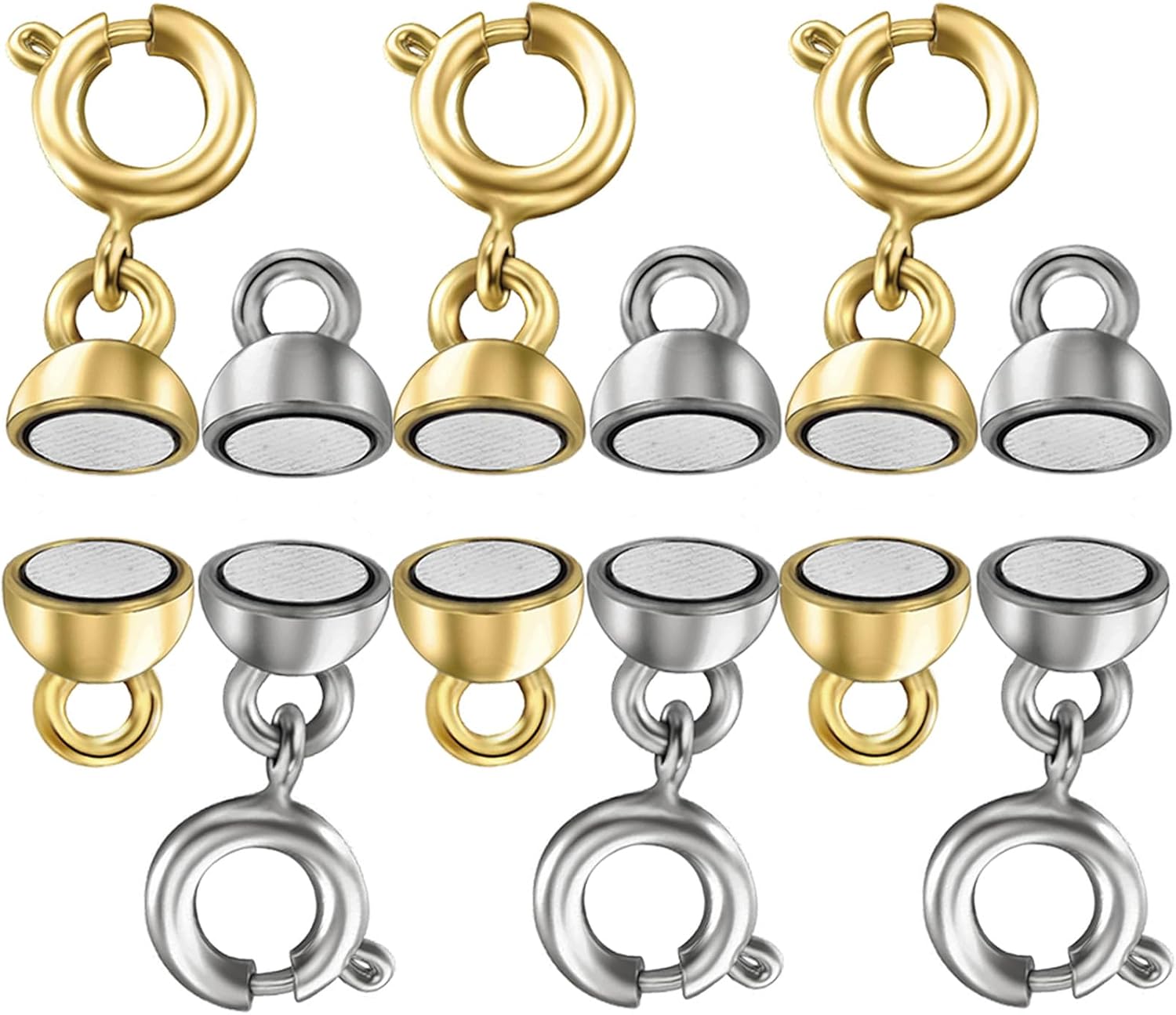 Gold Necklace Extender for Women Magnetic Necklace Clasps and Clouse as Charms for Necklace Valentine Gift(6Pcs Gold and Silver)