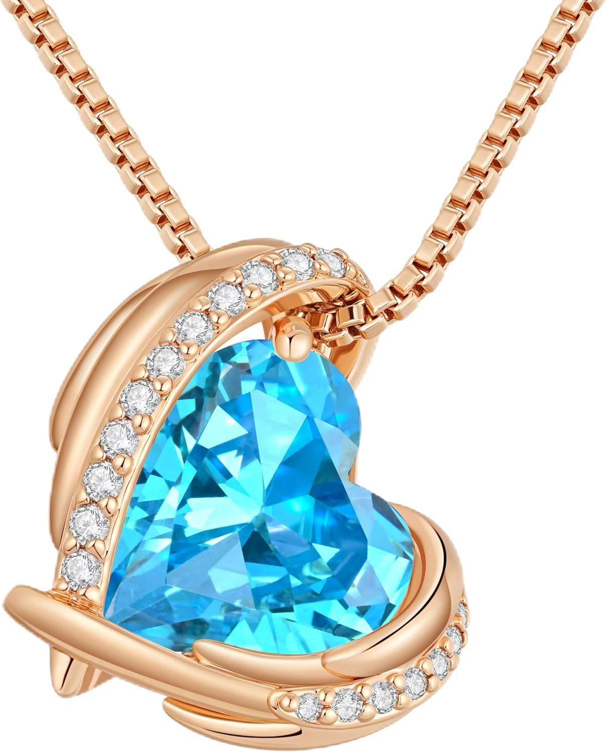 CDE Christmas Gifts for Women，Love Heart Pendant Necklaces for Women, Silver Tone Rose Gold Tone Birthstone Jewelry Gifts for Wife Her