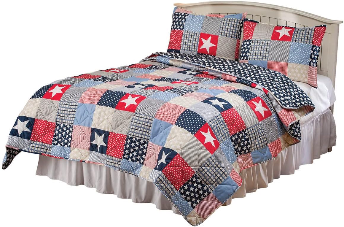 OakRidge Americana Quilted Bedspread and Sham Set, Queen