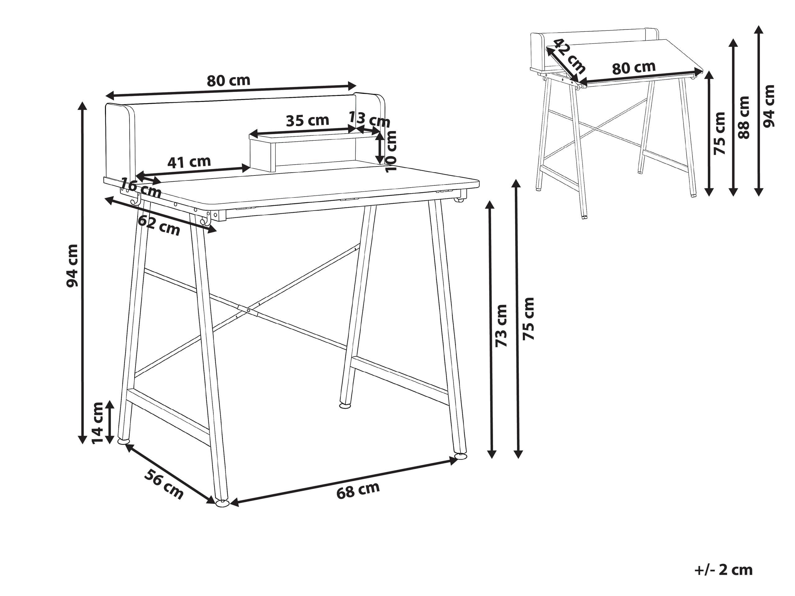 Beliani Bureau Moderne avec Plateau Inclinable Table à Dessin Pieds en Fer Crochets pour Câbles Blanc Aland