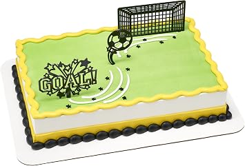 DecoSet Goal 3 Piece Decorations Set, Cake and Cupcake Toppers for Birthdays, Celebrations, and Parties, Food Safe, Re-usable, Black 26255