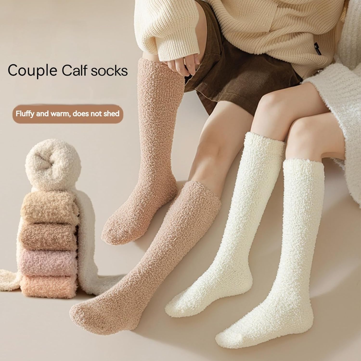 3 Pairs Wool Socks for Women Hiking Thermal，Coral Fleece Socks，Cute Winter Warm Calf Socks，Home Sleeping floor