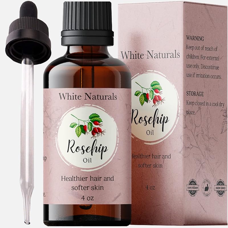 Óleo de semente de rosa mosqueta White Naturals prensado a frio, não refinado, 100% puro, 120 mL