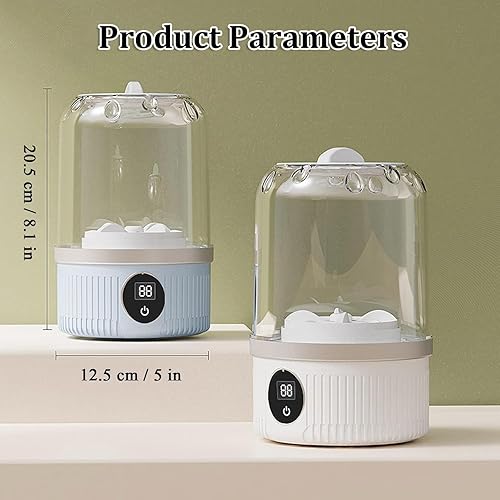 Miniatura 6 de Lavadora de ropa interior, taza de lavandería portátil, taza de lavado turbo portátil, mini lavadora portátil recargable con 3000 mAh, ligera para