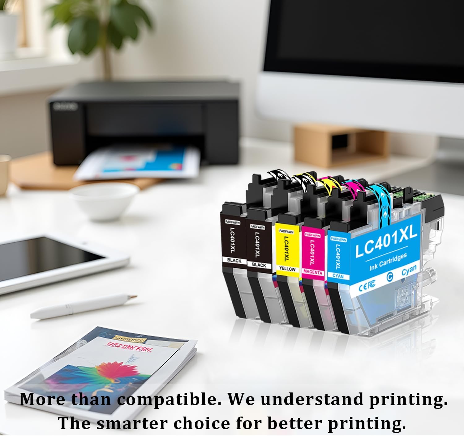 LC401 LC401XL Ink Cartridges Replacement for Brother Printer LC401XL LC 401 XL High Yield 5-Pack Set - Work for MFC-J1010DW MFC-J1012DW MFC-J1170DW MFC-J1800DW (2BK/C/M/Y)