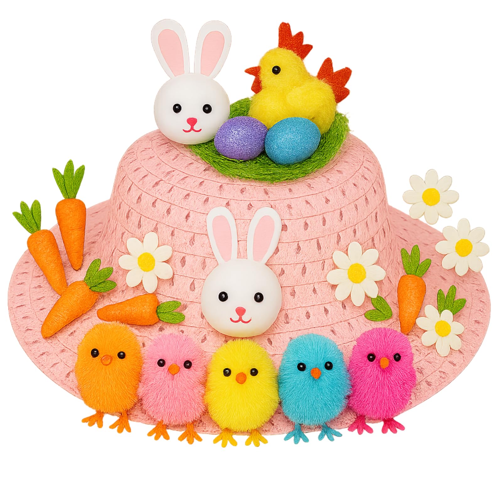 Beulahziba Mart Girls Multicolour Easter Bonnet Kit For - Make Your Own Easter Bonnet Hat With Complete Decorations Kit - Arts And Crafts, Easter Hat Making Kit Gifts For Kids