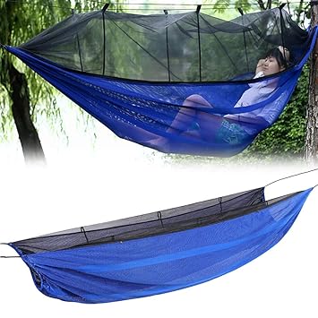 Camping Single Hammock, Easy to Carry Portable Hiking Hammock for Camping for Outdoor(Blue)