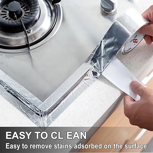 Miniatura 5 de BOMEI PACK Cinta de papel de aluminio, cinta adhesiva de metal resistente, cinta plateada de alta temperatura, perfecta para sellar y parchear,