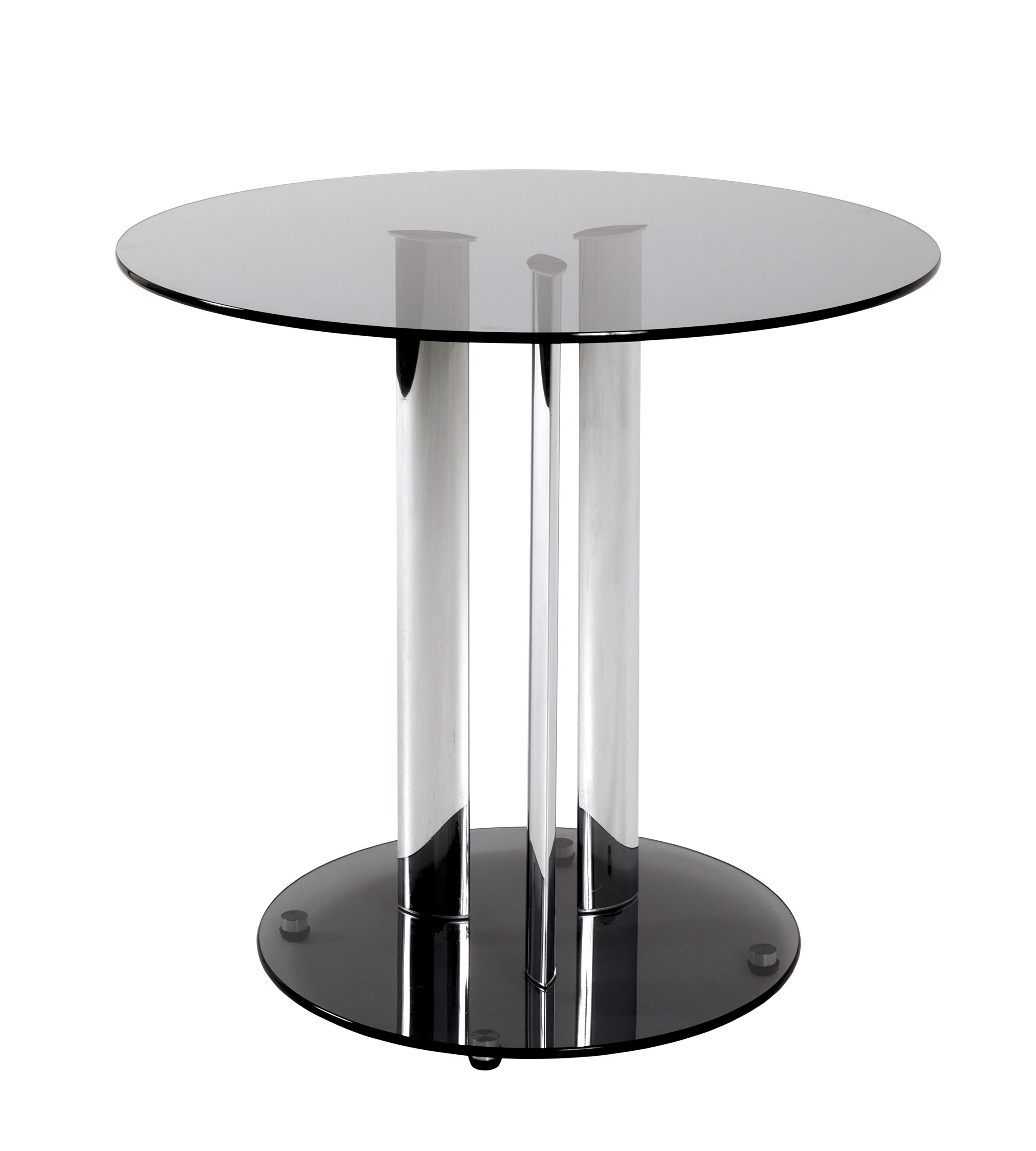 Table Basse HAKU Moderne - Plateau Verre Trempé Pivotant L58-140cm, Piètement Chromé, Charge 10kg