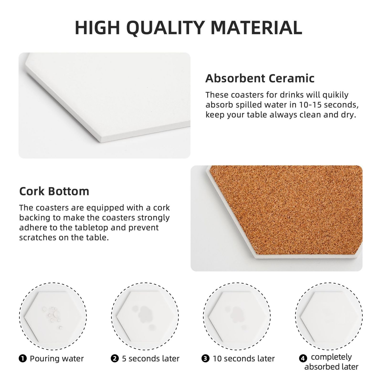 Onderzetters voor dranken, Pack van 2, Turquoise Marmer Absorberende Ronde Keramische Steen Coaster met Kurk Base voor Houten Tafel, Housewarming Gift
