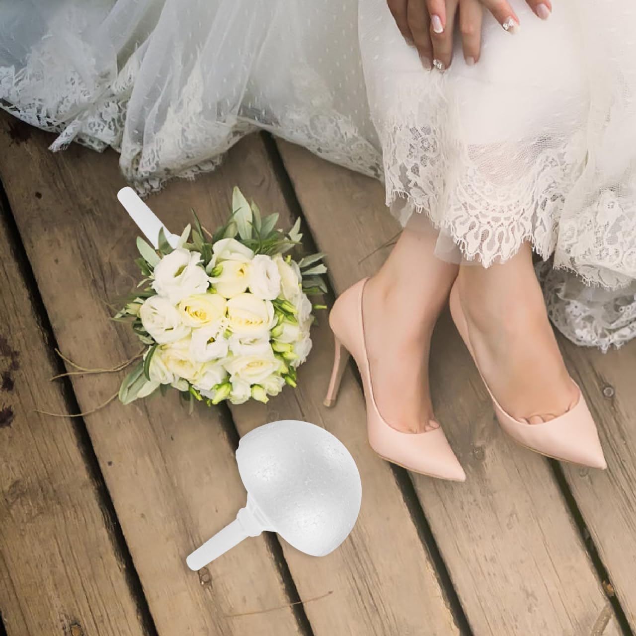 Abaodam Wedding Bouquet Holders with Foam Floral Handle DIY Bride Floral Holder for Handheld Artificial Flower Arrangement 8.46X5.90X5.90In Set of 2