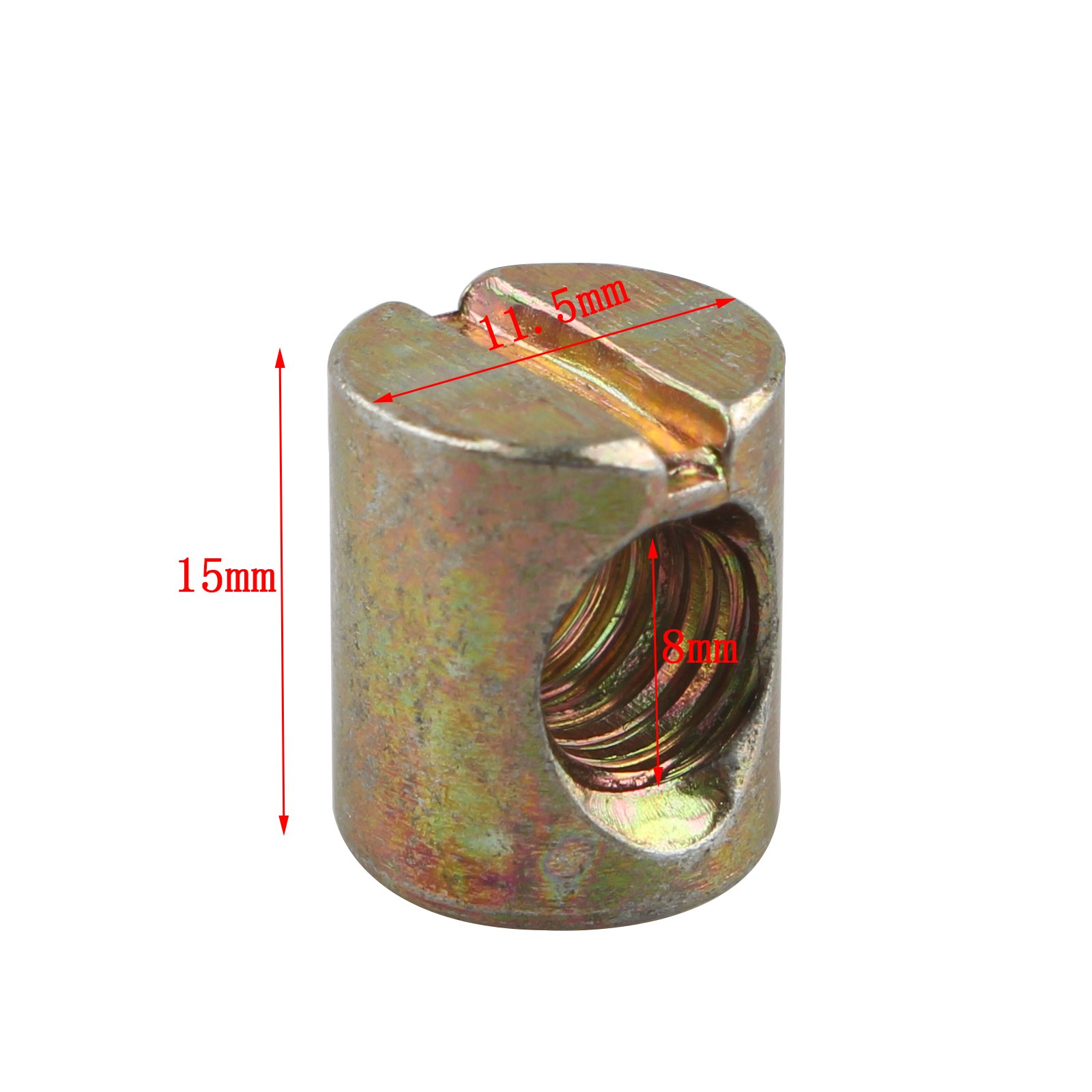 10 pezzi M8 * 15 mm Barrel dadi tasselli in titanio per mobili letto lettino sedie